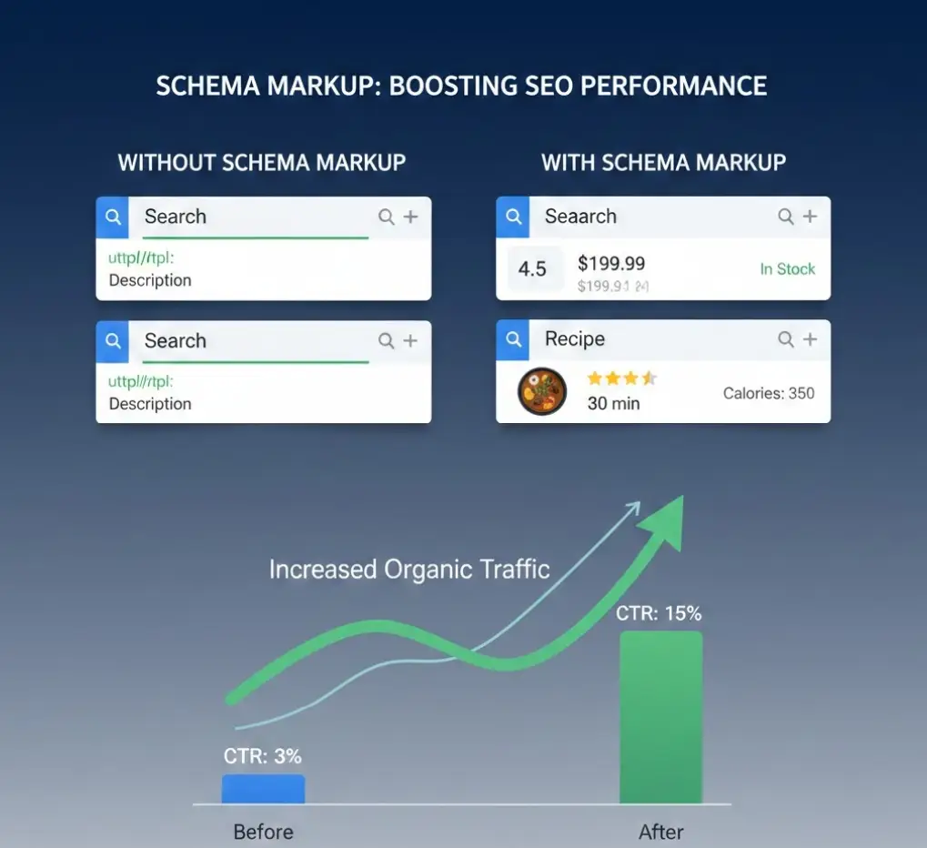 schema markup impact on seo ctr and revenue performance visualization