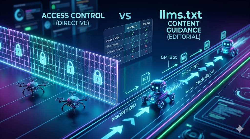 llms.txt vs robots.txt comparison table