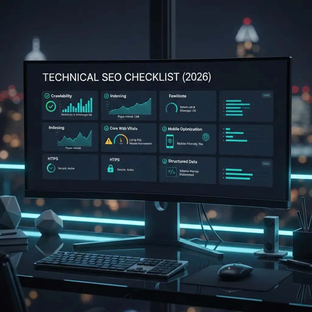 Technische SEO Checklist 2026 – Priorisierte Audit-Punkte für Google und KI-Crawler.