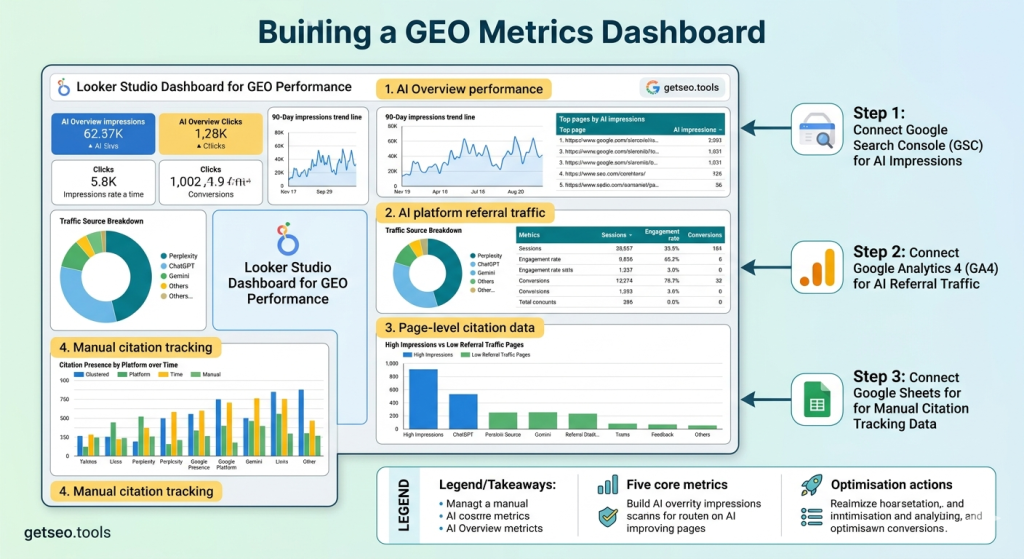 GEO metrics dashboard example
