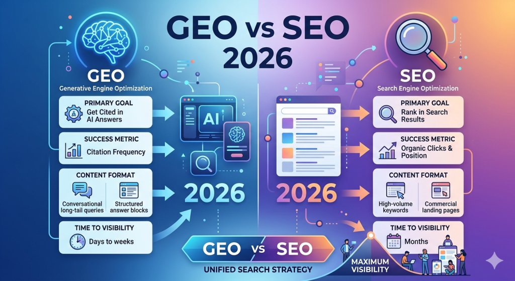 GEO vs SEO comparison table