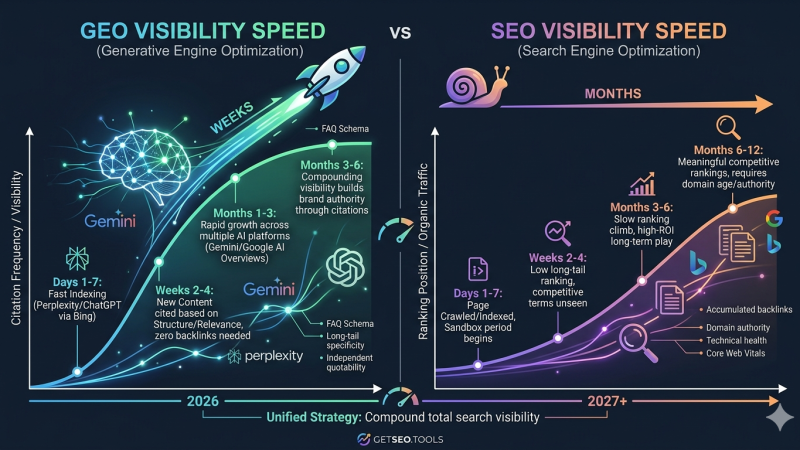 GEO vs SEO growth speed chart